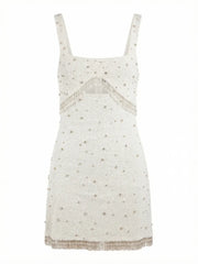 Posy Beaded Tasseled Mini Dress in Blue