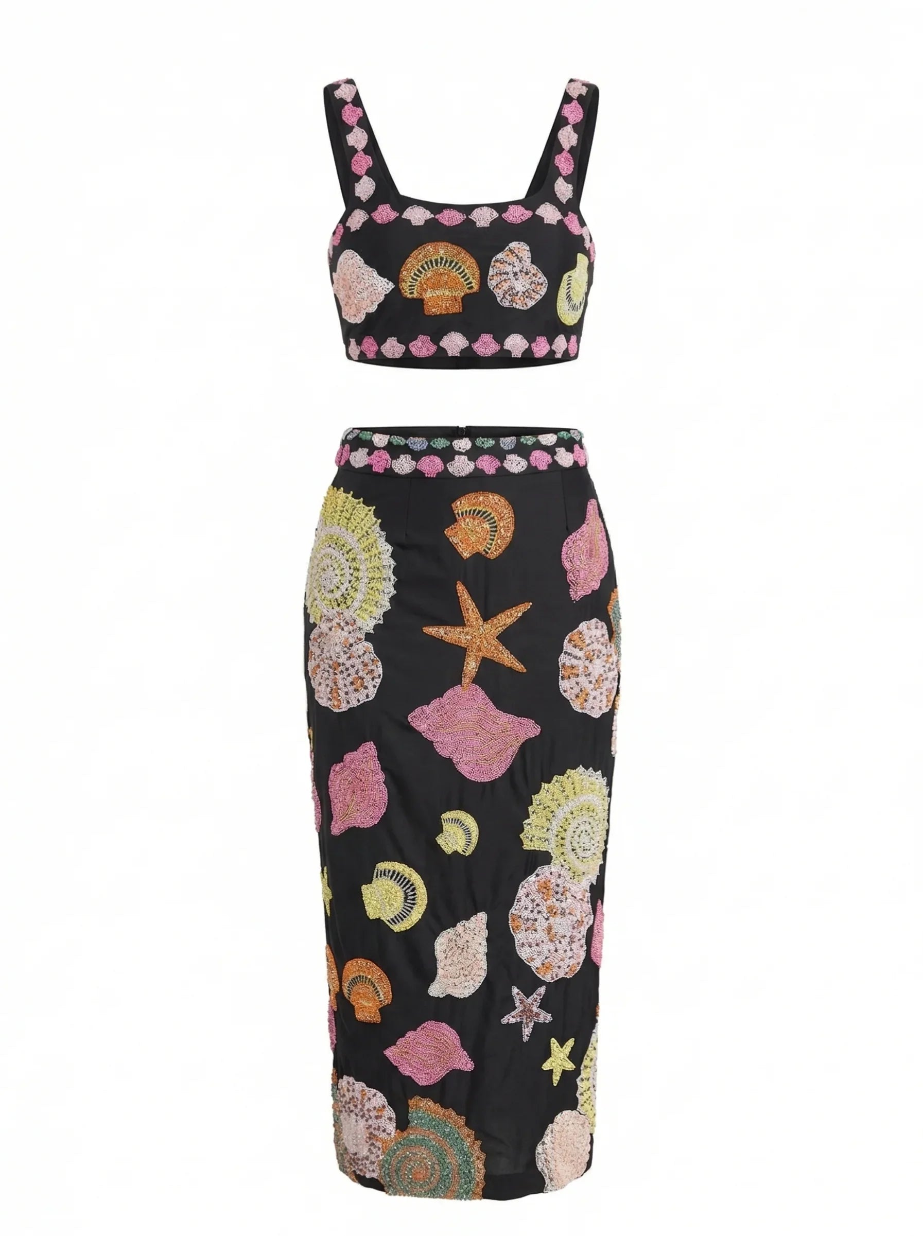 New York Hand-Embroidered Top Black