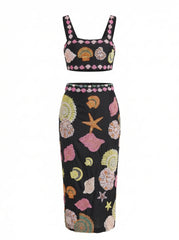 New York Hand-Embroidered Top Black