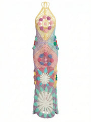 Rowan Halter Maxi Crochet Dress Multi
