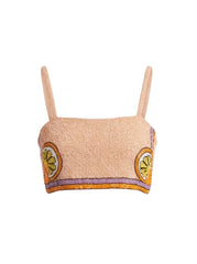 Melodie Co-Ord Hand Embroidered Crystal Top Peach