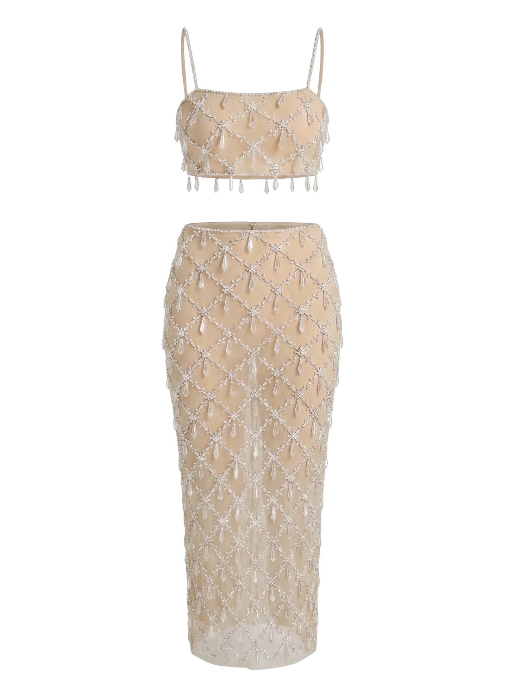 Calliope Luxury Crystal Co-Ord Top Nude