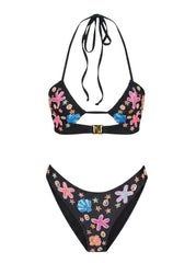 Marissa Hand Embroidered Luxe Bikini Top Black in Stock
