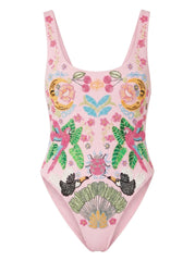 Rainforest Hand Beaded Swimsuit Pink