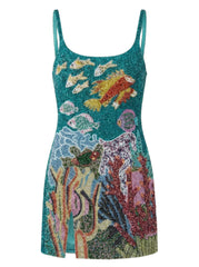 Coastal Blue Coral Mini Dress