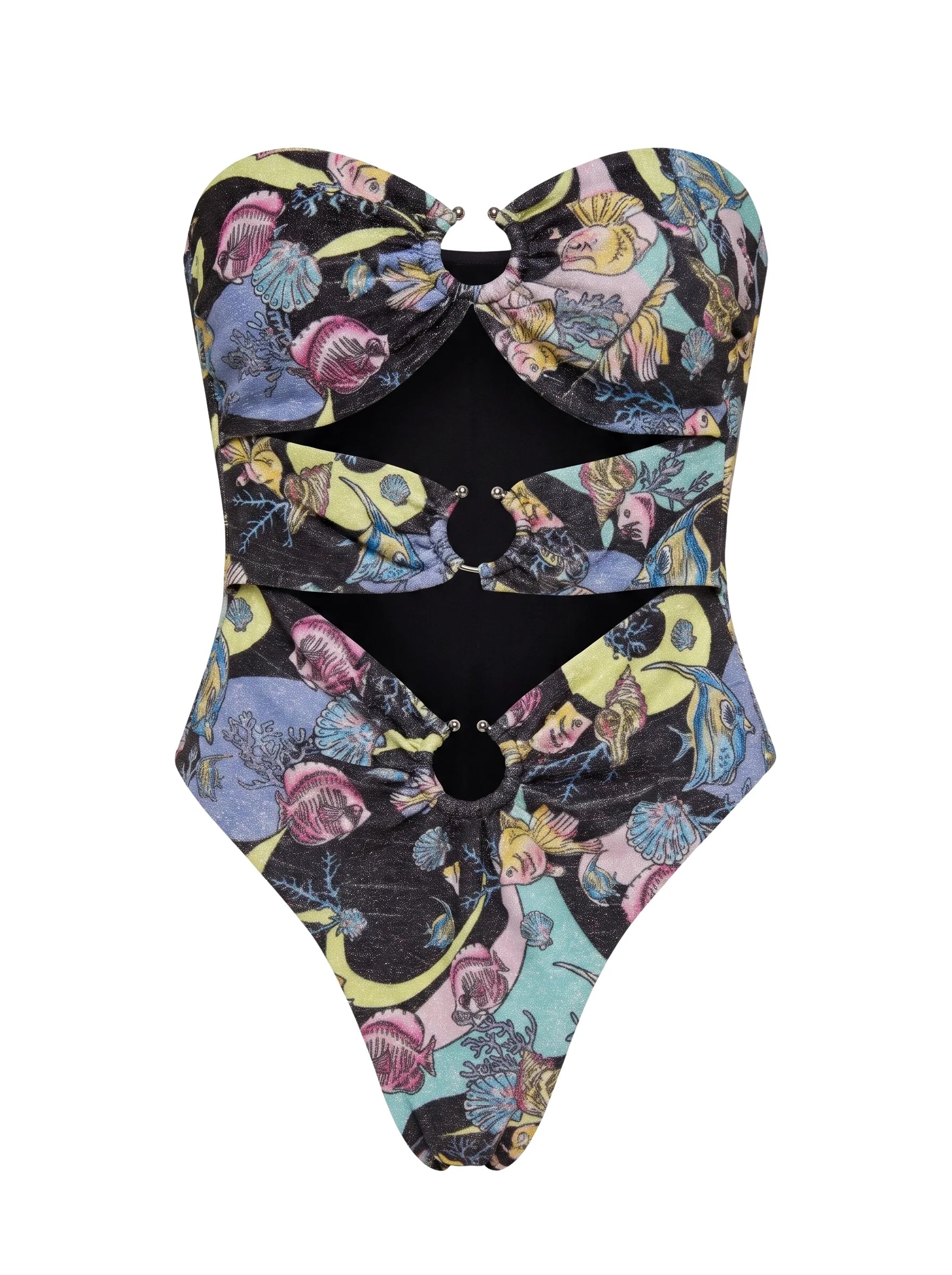 Black Abstract Cut-Out Swimsuit