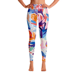 High Waist Yoga Leggings in Floral Garden