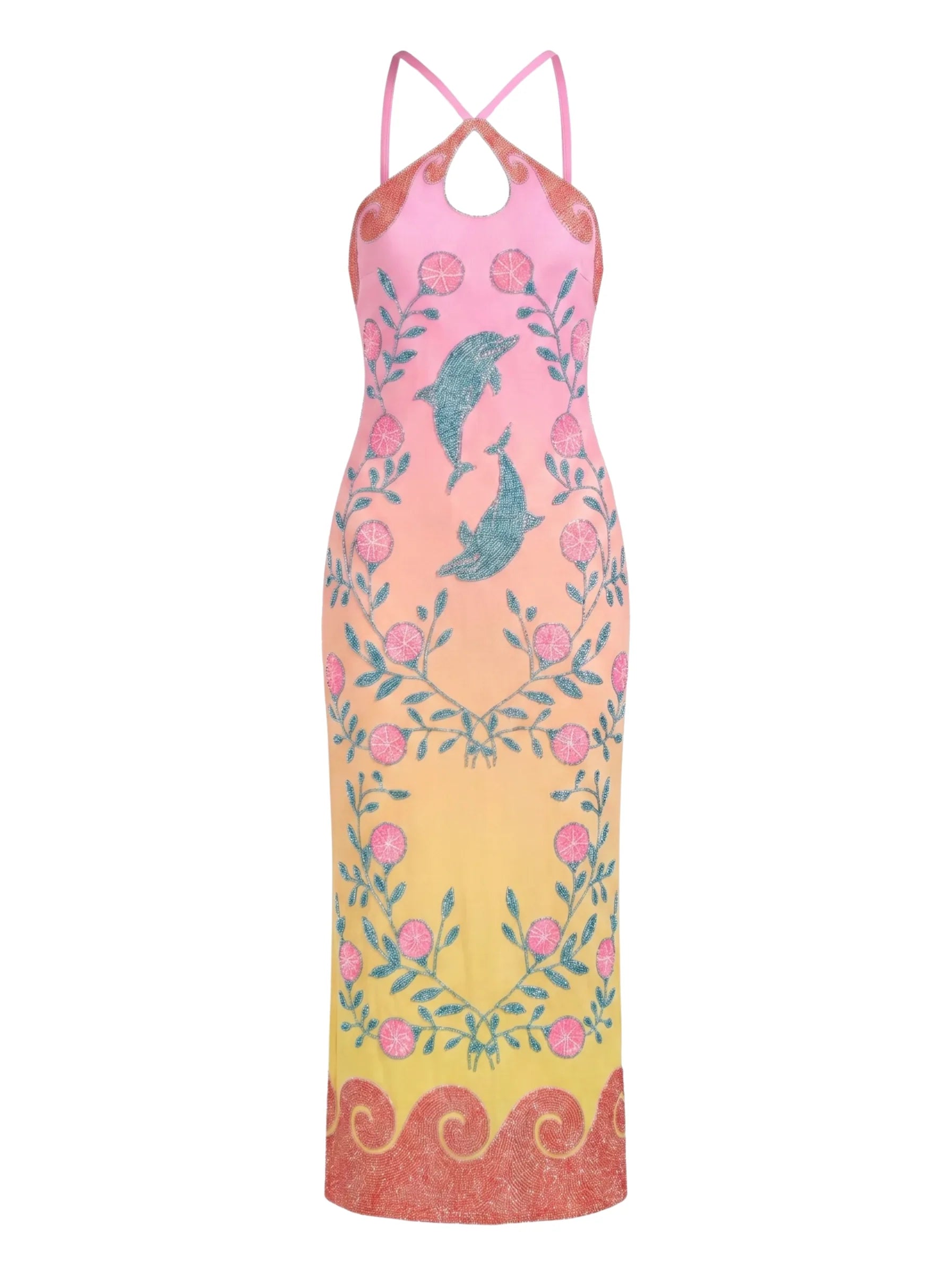 Dolphin Hand Beaded Maxi Dress