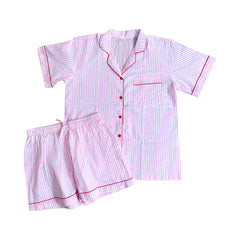 Pink Stripe Embroidered Cotton Stripe Stripe Pyjamas