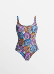 Oceanus X Zandra Rhodes Swirlshell Beaded One Piece in Multi