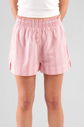 Lomandra Striped Ethical-Cotton Pyjama Shorts - Sunset Peach