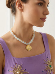 Isla's Opal and Gold Shell Pendant Necklace Daphne X Oceanus
