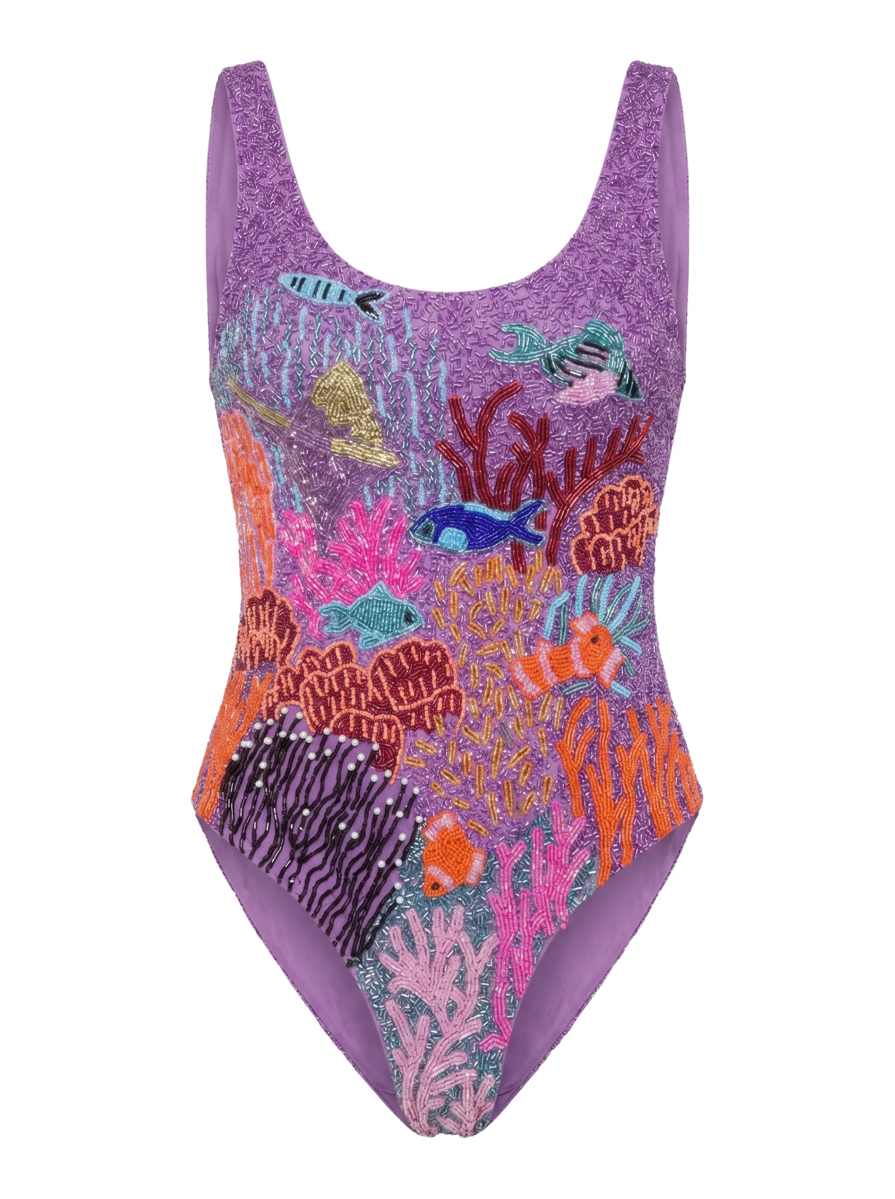 Coastal Fish Beaded Swimsuit