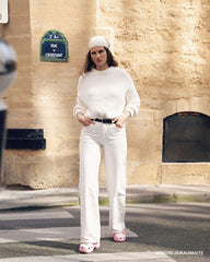 Delčia: Off-White Cotton Sweater & Shorts Set