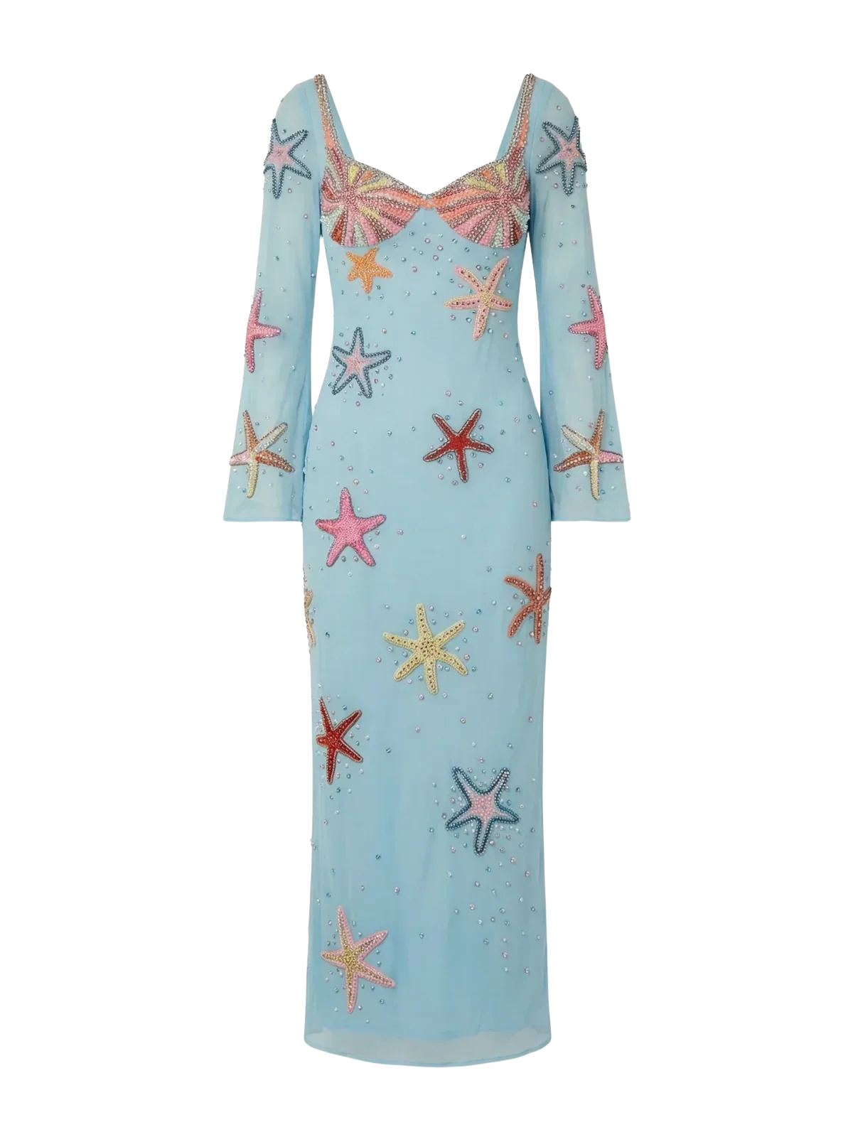 Crescent Shell Bell Sleeve Dress