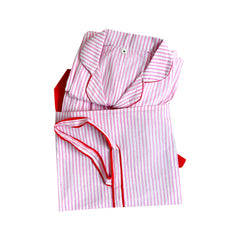 Pink Stripe Embroidered Cotton Stripe Stripe Pyjamas
