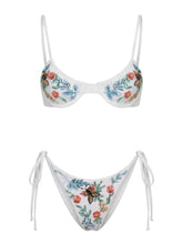 Los Angeles Hand-Embroidered Bikini Top White