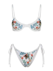 Los Angeles Hand-Embroidered Bikini Bottom White