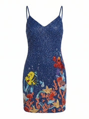 Disney | Oceanus Neptune Thin Strap Dress in Navy