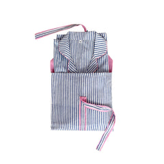 Blue Stripe Embroidered Cotton Stripe Stripe Pyjamas