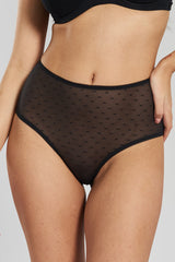 Banksia Recycled-Tulle High-Rise Briefs - Volcanic Black