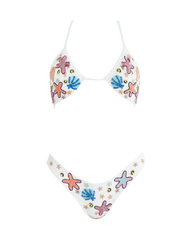 Marissa Hand Embroidered Luxe Bikini Top - White