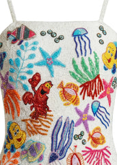 Disney | Oceanus Fully Hand Beaded Attina White Swimsuit
