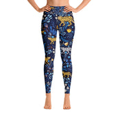 High Waist Yoga Leggings in Blue Leopards