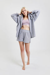 Lomandra Ethical-Cotton Pyjama Shorts - Pinstripe Charcoal