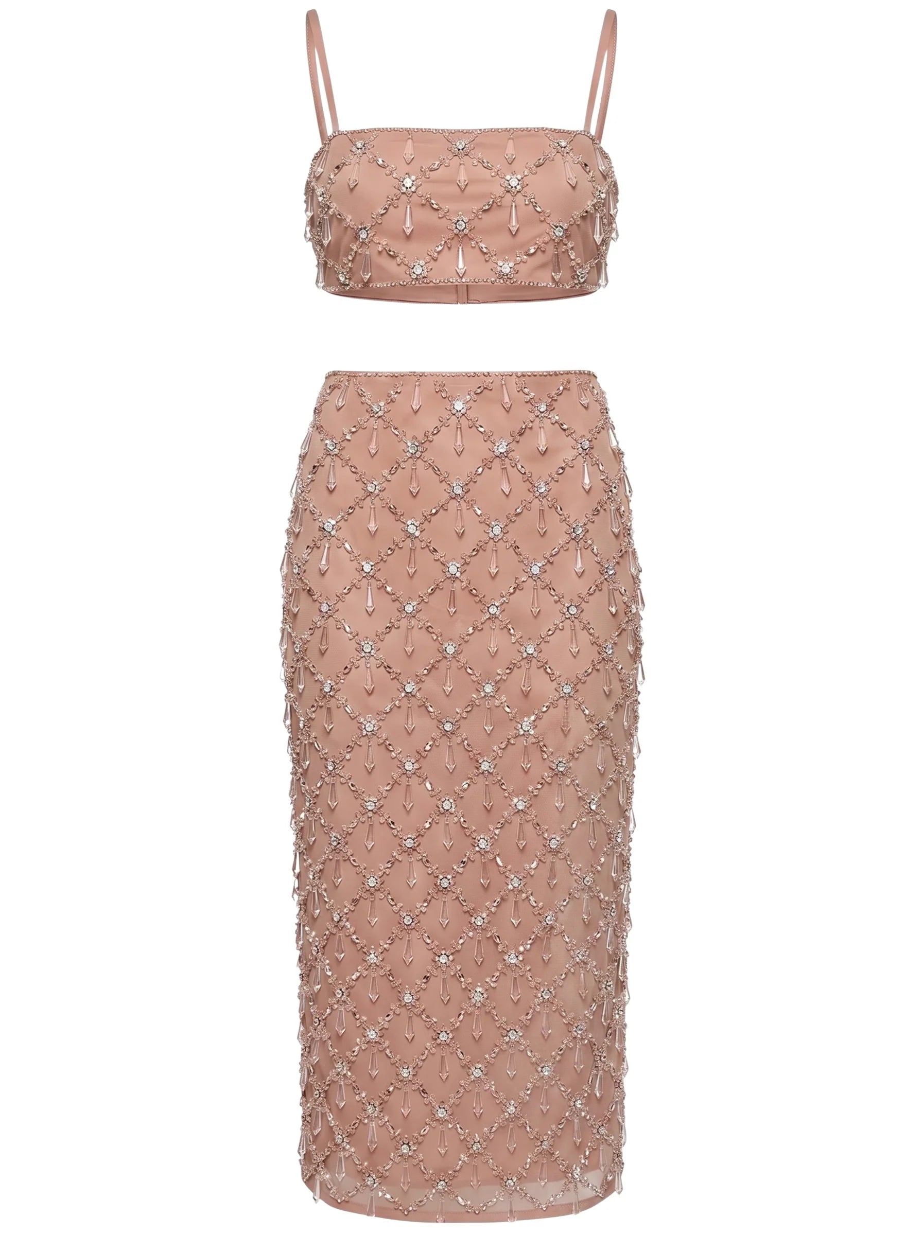 Calliope Luxury Crystal Co-Ord Top Nude
