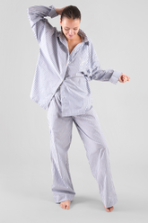 Chicory Striped Woven-Cotton Pyjama Trousers - Oceanic Blue