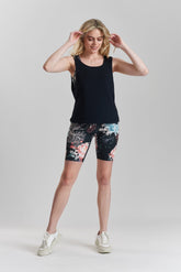 Pandorea Embroidered Ethical-Cotton Twist-Back Vest - Volcanic Black