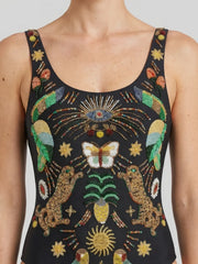 Willow Hand Embroidered Black Swimsuit
