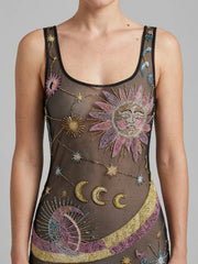 Starlit Cosmos Sheer Maxi Dress