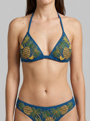 Tropical Pineapple Beaded Bikini Top in Blue