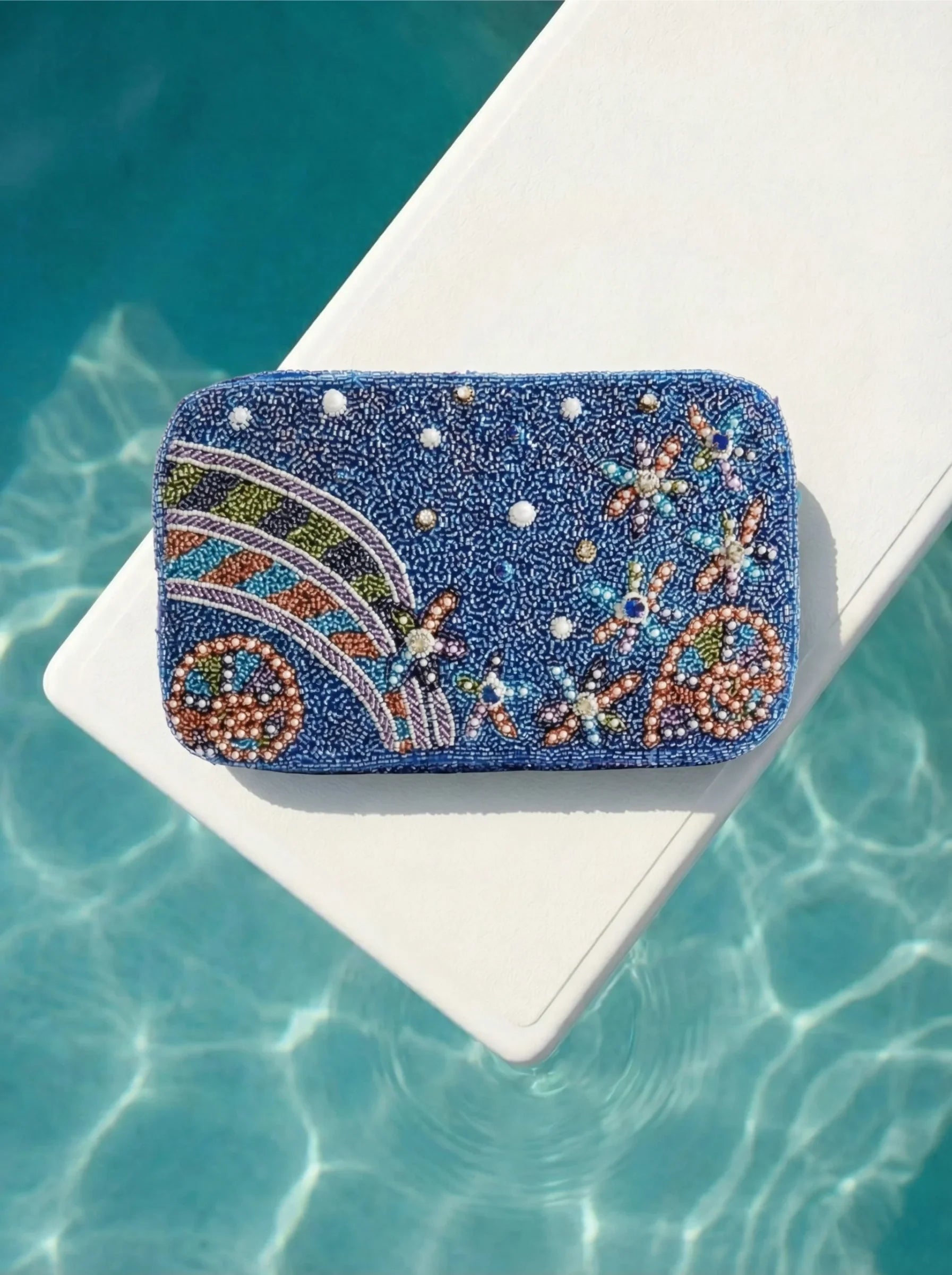 Starlight Hand Embellished Blue Pouch