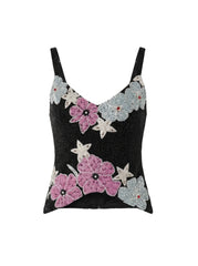 Black Flower Star Co-Ord Top