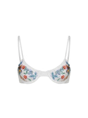 Los Angeles Hand-Embroidered Bikini Top White