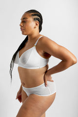 Lotus Recycled-Lace Fuller-Cup Soft Bralette - Glacier White