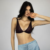 I.D. Line Deep Plunge Underwired Fine Mesh Bra Brown