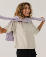 Aistis: Stone Grey Cotton T-Shirt