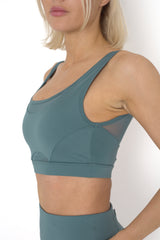 POWERFLOW MEDIUM SUPPORT SPORTS BRA SLATE BLUE