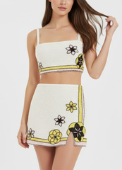 Mei Flattering Summer Luxe Co-Ord Top - White