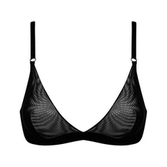 I.D. Line Soft Triangle Fine Mesh Bralette Black