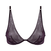 I.D. Line Deep Plunge Underwired Fine Mesh Bra Brown