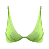 I.D. Line Deep Plunge Underwired Fine Mesh Bra Green