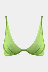 I.D. Line Deep Plunge Underwired Fine Mesh Bra Green