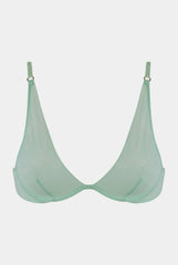I.D. Line Deep Plunge Underwired Fine Mesh Bra Mint Cream