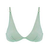 I.D. Line Deep Plunge Underwired Fine Mesh Bra Mint Cream
