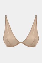 I.D. Line Deep Plunge Underwired Fine Mesh Bra Nude